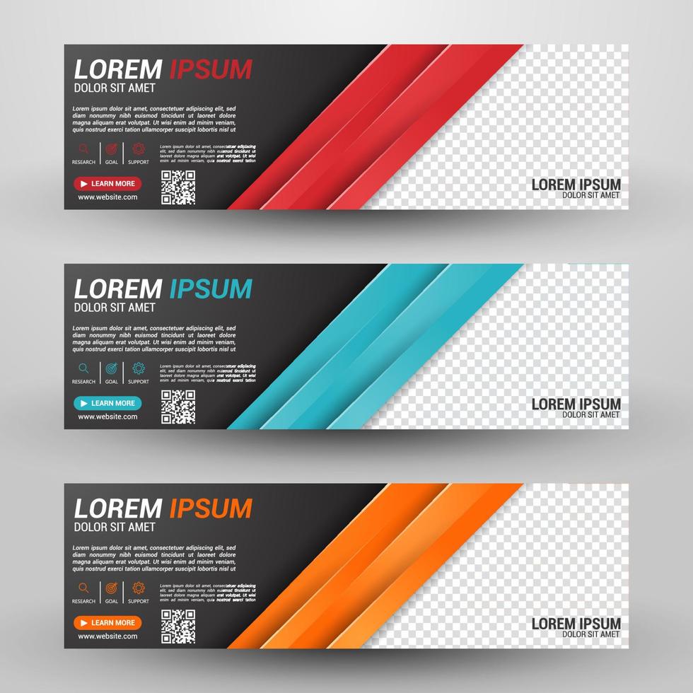 Three banners business with abstract background vector