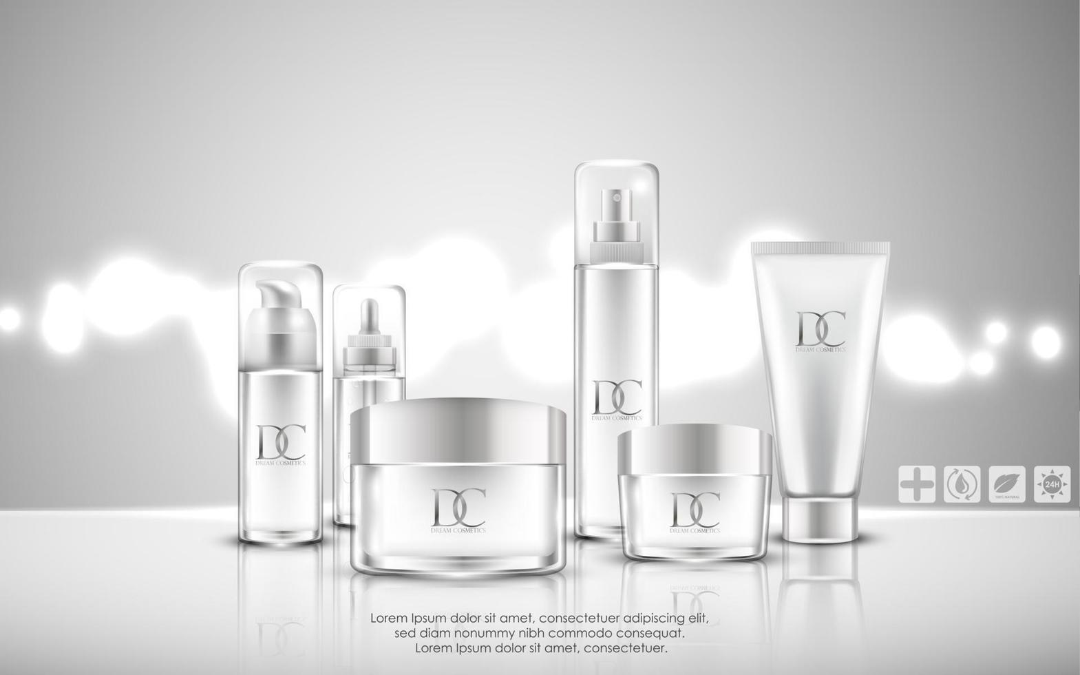 Set of skin care natural beauty product packaging vector