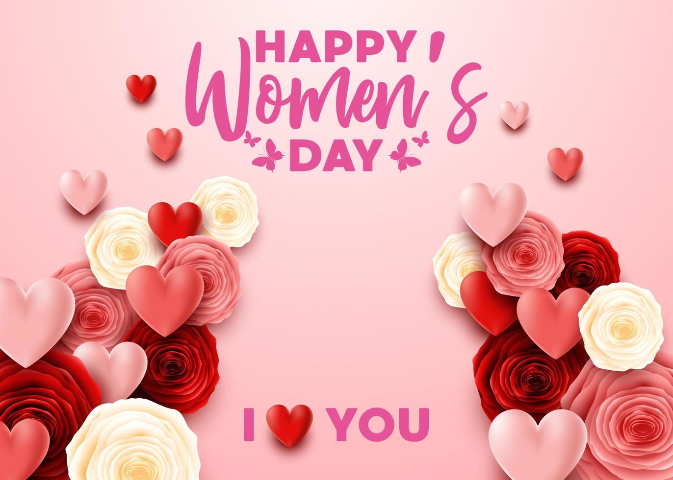 Happy International Women's Day with flower background vector