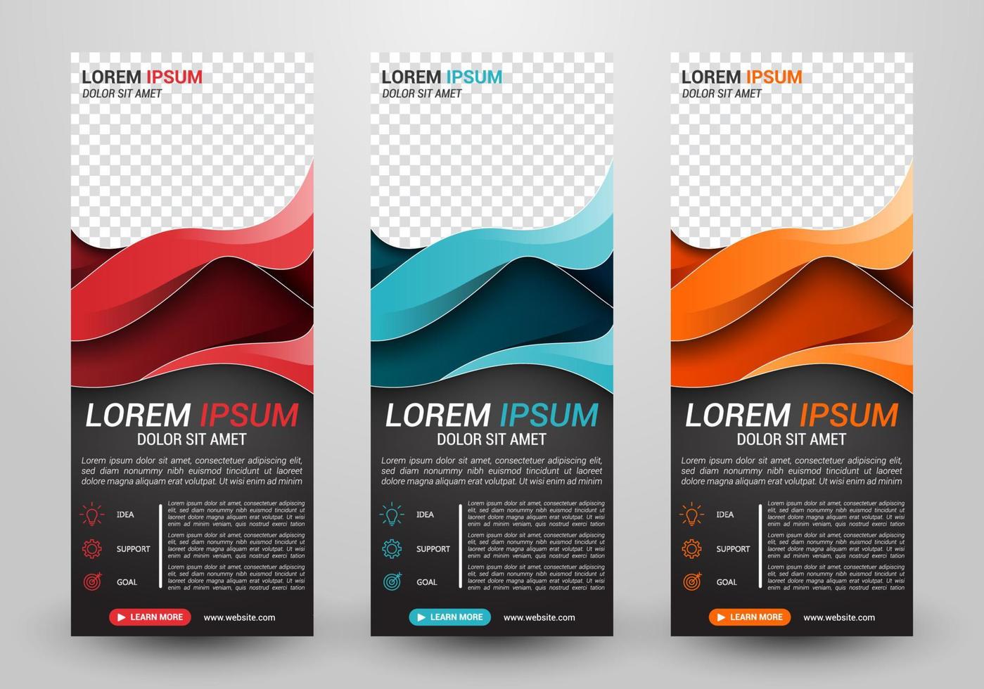 Three banners business with abstract background vector