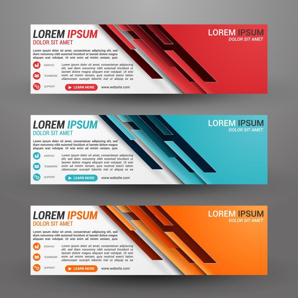 Three banners business with abstract background vector