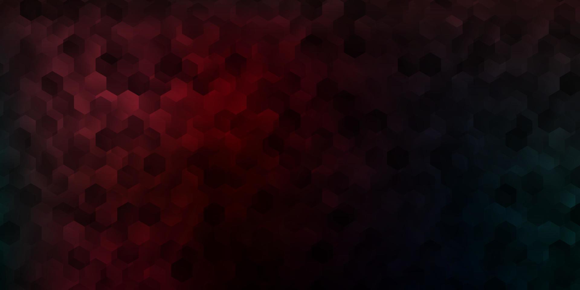 Dark blue, red vector backdrop with a batch of hexagons.
