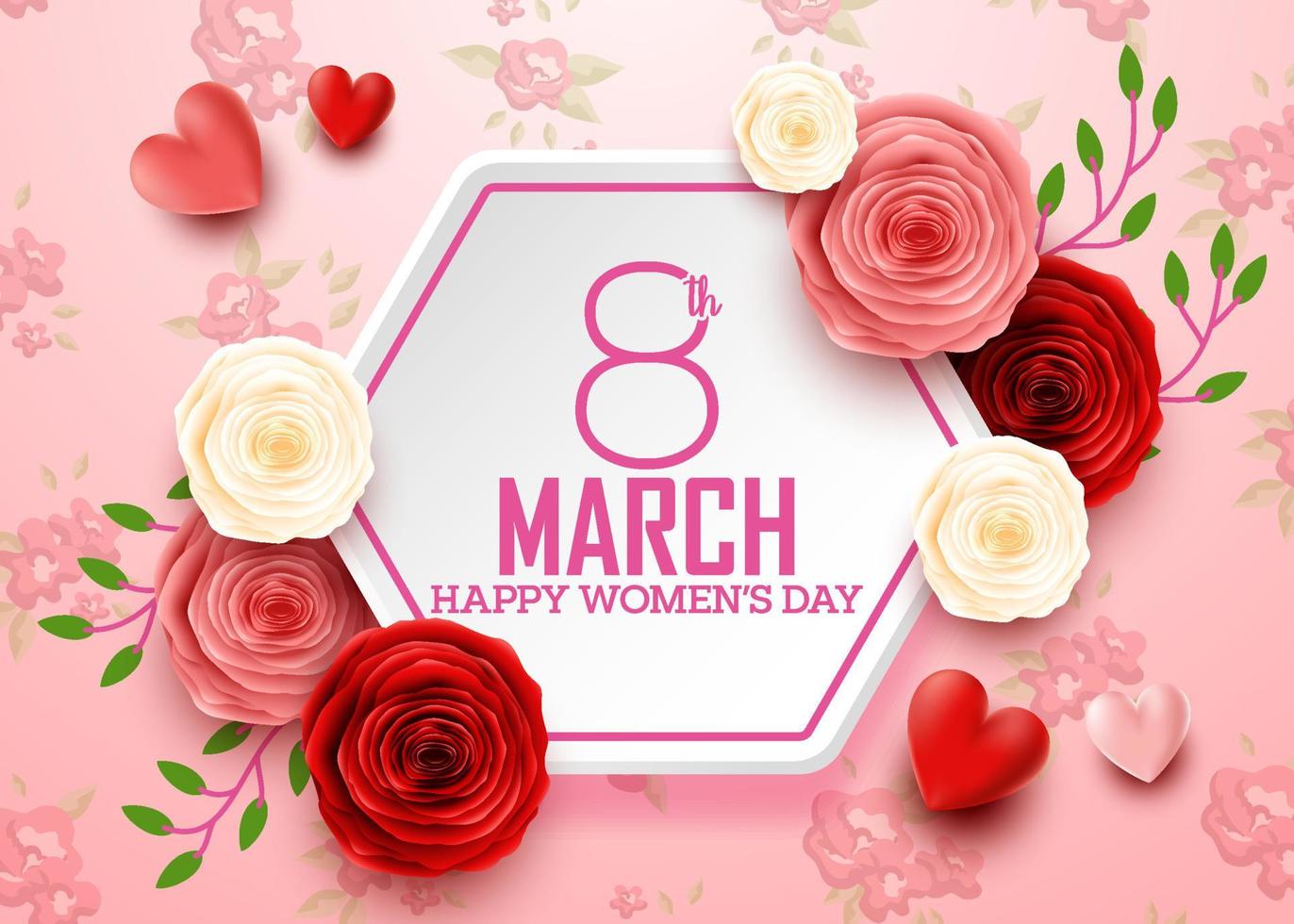 Happy International Women's Day with flower background vector