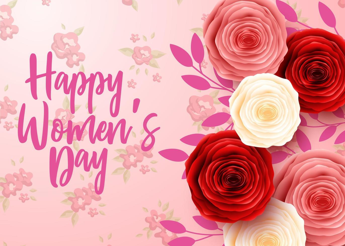 Happy International Women's Day with flower background vector