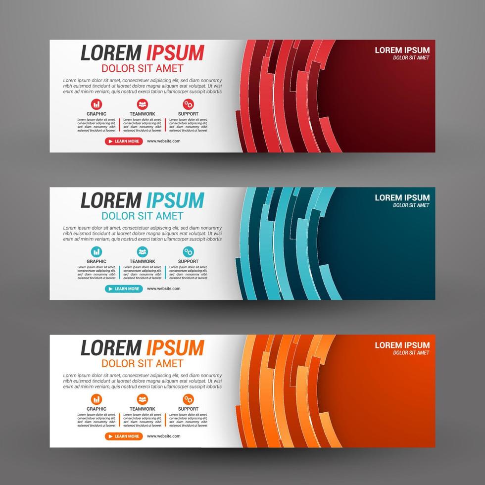 Three banners business with abstract background vector