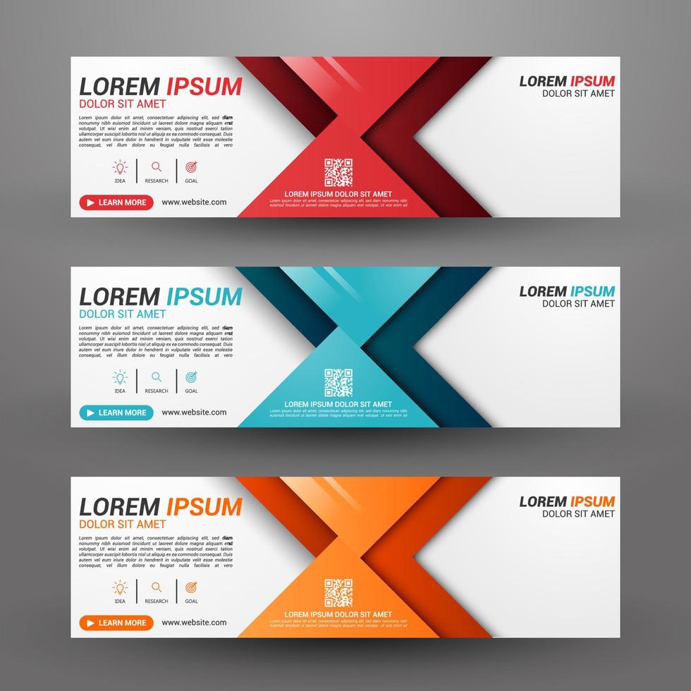 Three banners business with abstract background vector