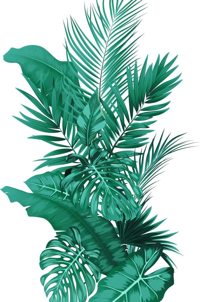 Tropical leaves forest background vector