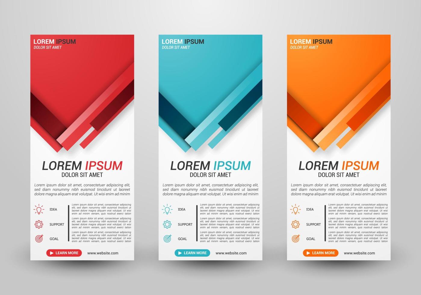 Three banners business with abstract background vector