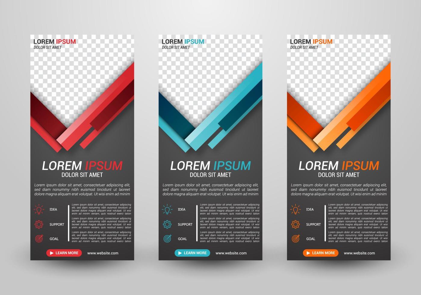 Three banners business with abstract background vector