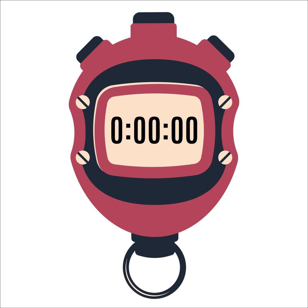 cronómetro digital moderno aislado sobre fondo blanco. icono de reloj electrónico deportivo con botón de temporizador, números. ilustración vectorial para un estilo de vida saludable, deportes, web, diseño de negocios vector