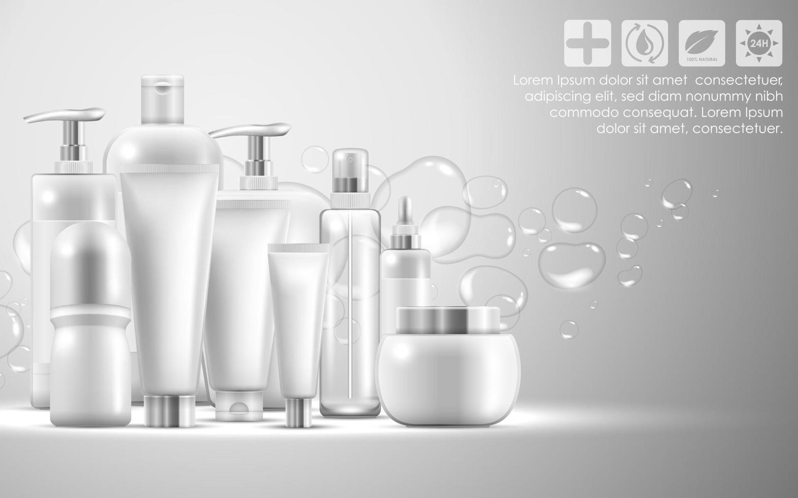Set of skin care natural beauty product packaging vector