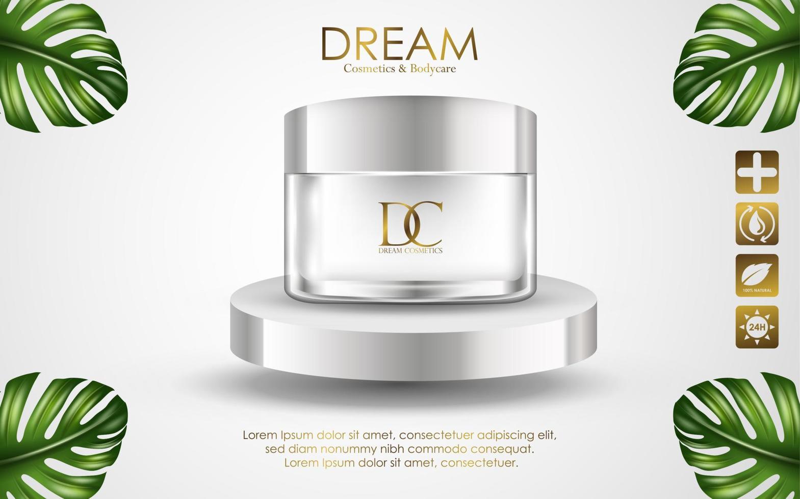 Cosmetic cream container isolated on white background vector