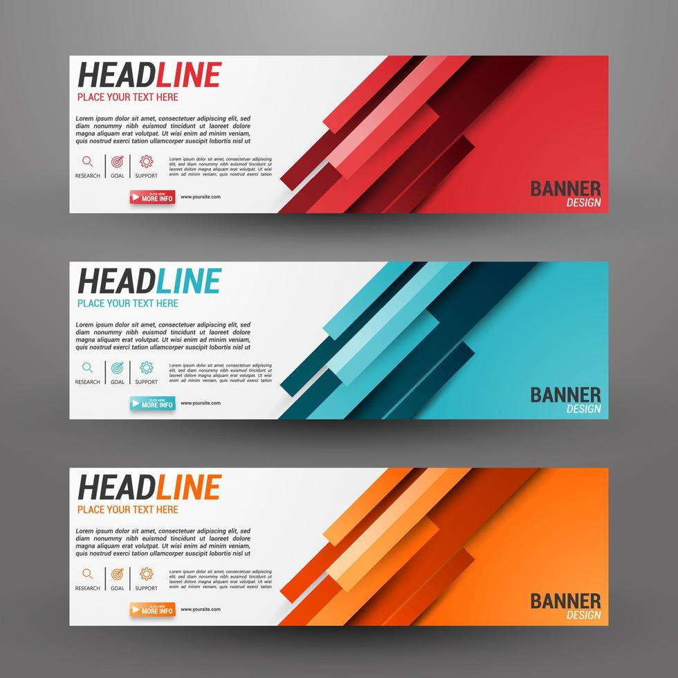 Three banners business with abstract background vector