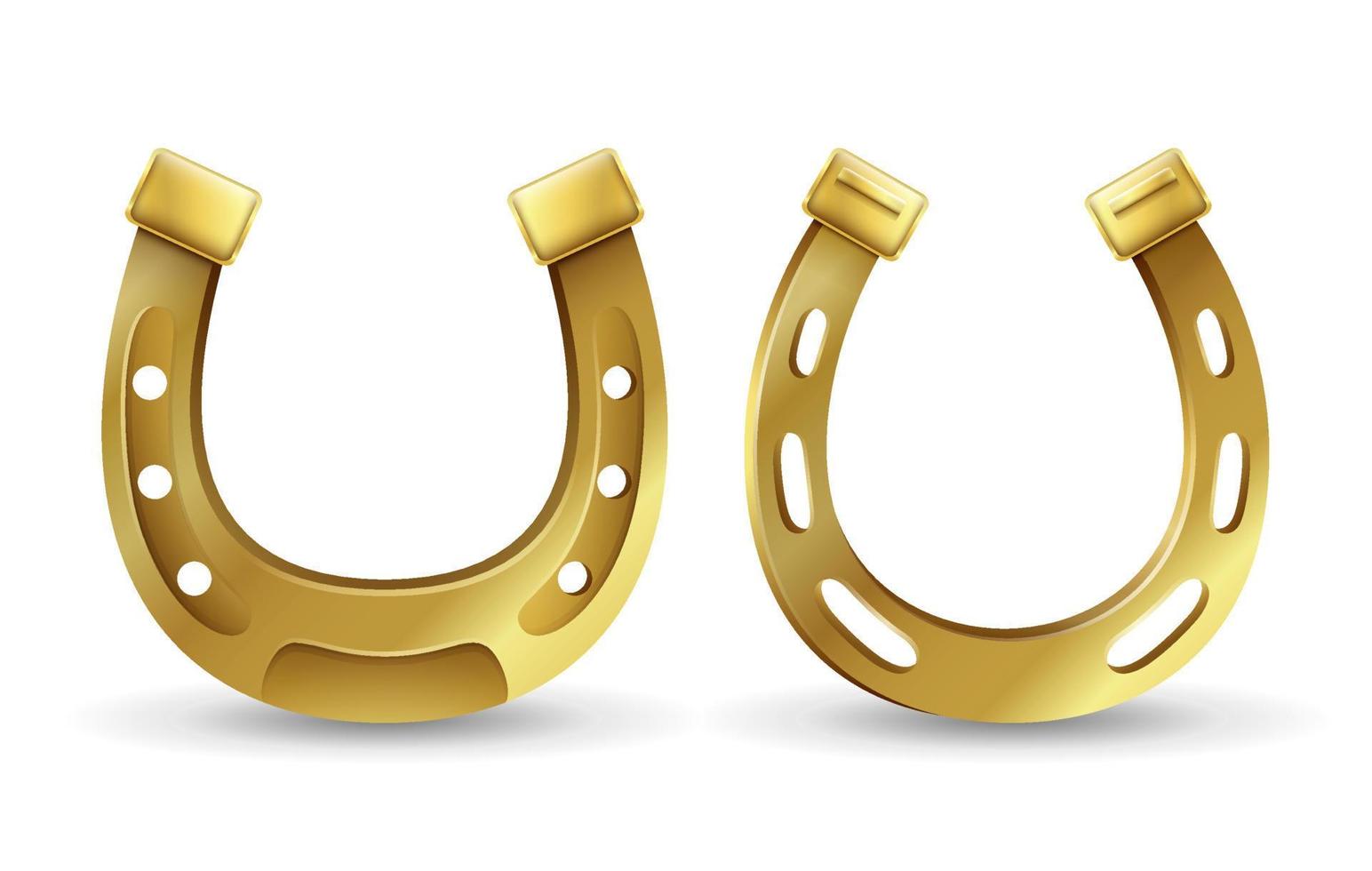 Golden horseshoes lucky St. Patrick's day symbol vector