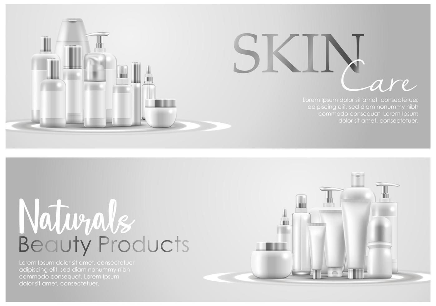 conjunto de banner de embalaje de productos de belleza natural para el cuidado de la piel vector