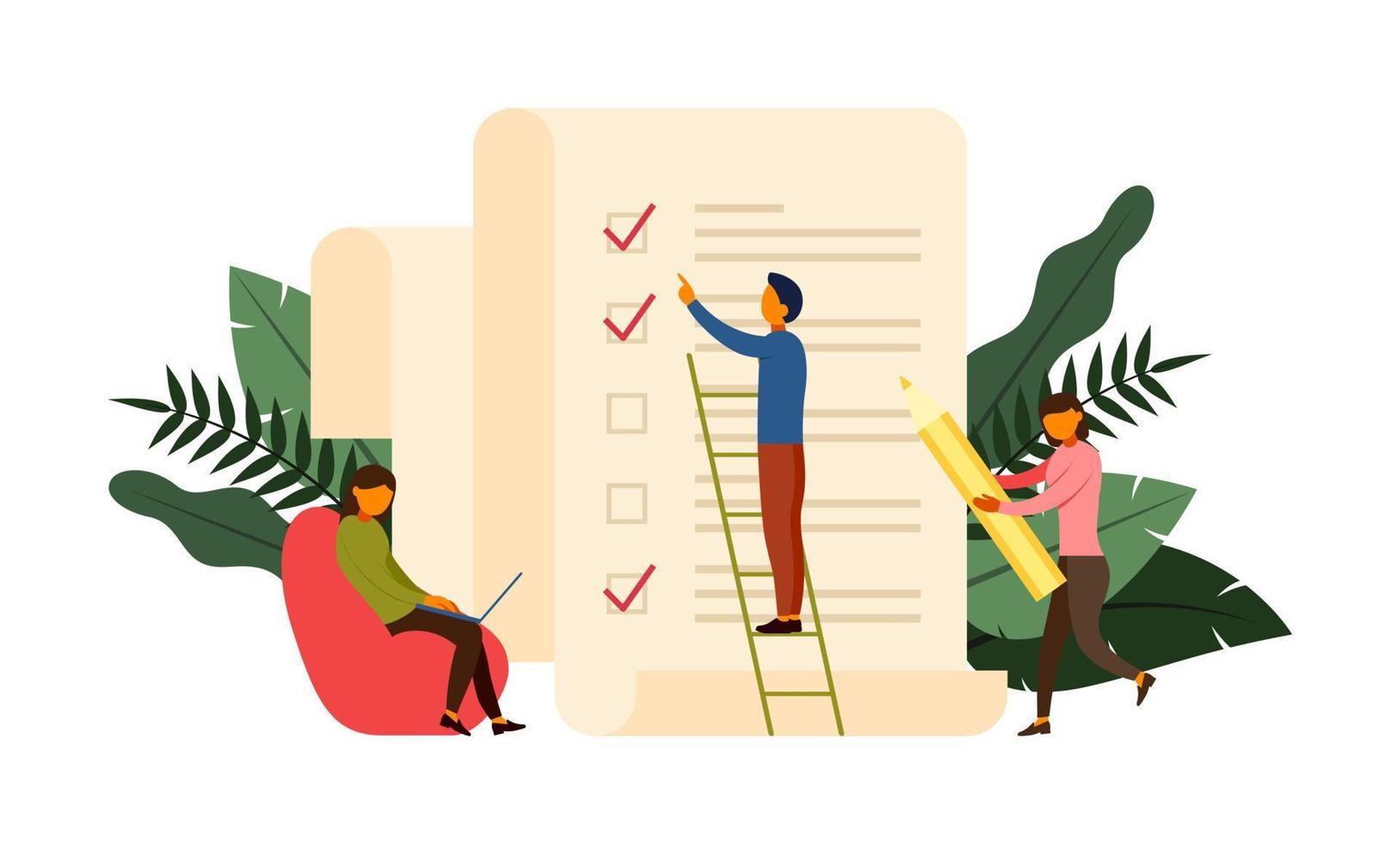 Online survey concept concept with character, vector illustration