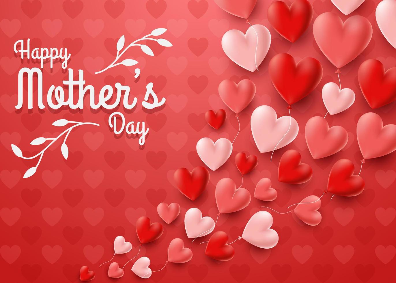 Happy Mother's Day with rose flowers and hearts vector