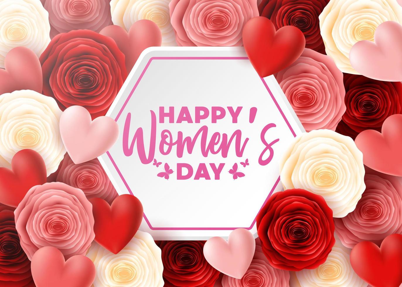 Happy International Women's Day with flower background vector