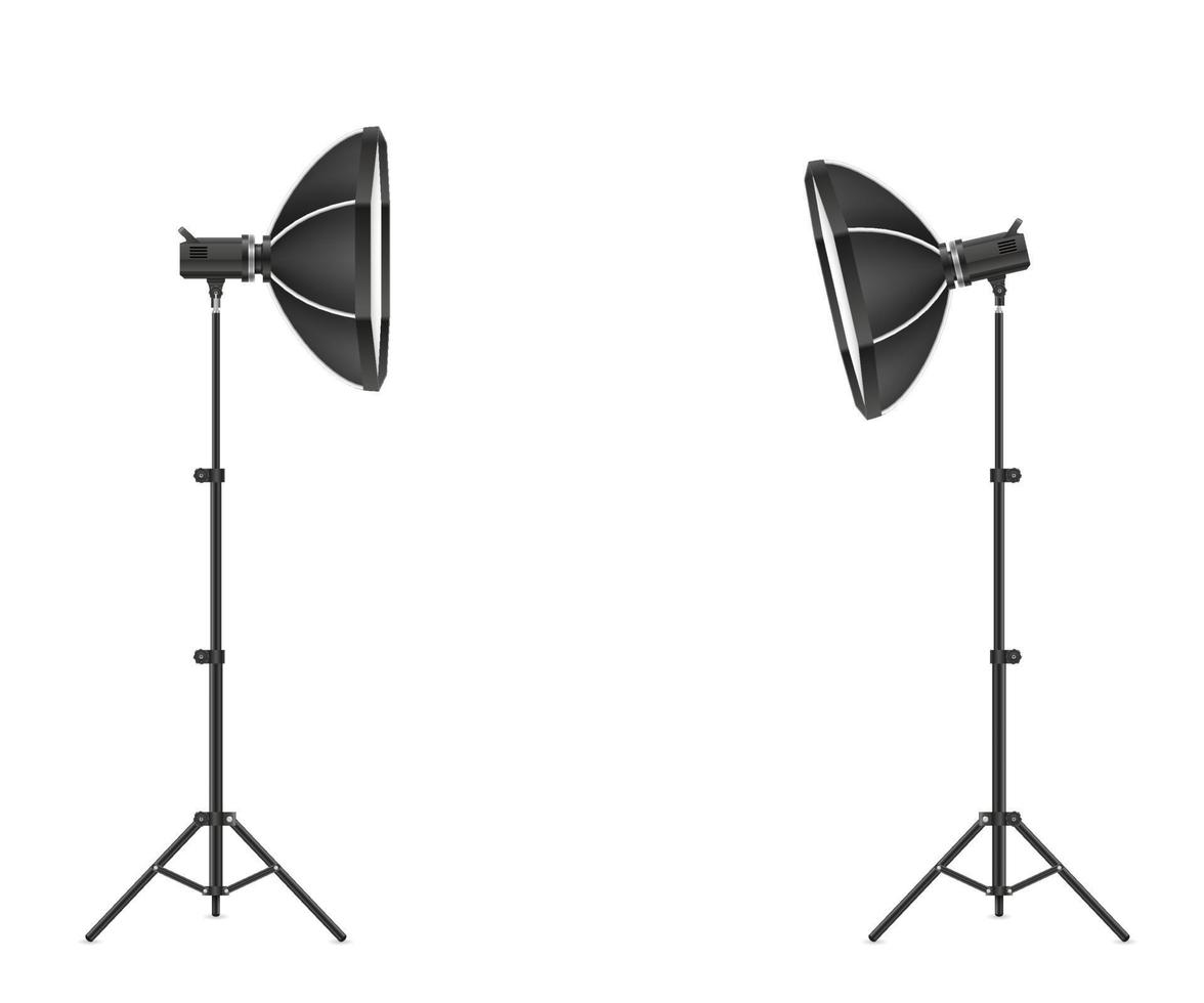 softbox con flash en trípode para una ilustración vectorial de estudio fotográfico aislada en fondo blanco vector