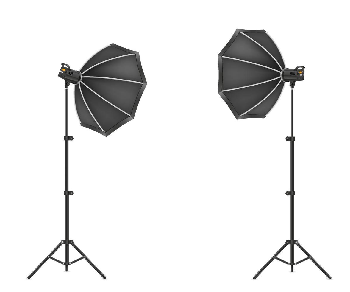 softbox con flash en trípode para una ilustración vectorial de estudio fotográfico aislada en fondo blanco vector