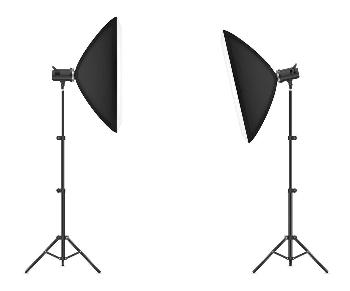 softbox con flash en trípode para una ilustración vectorial de estudio fotográfico aislada en fondo blanco vector