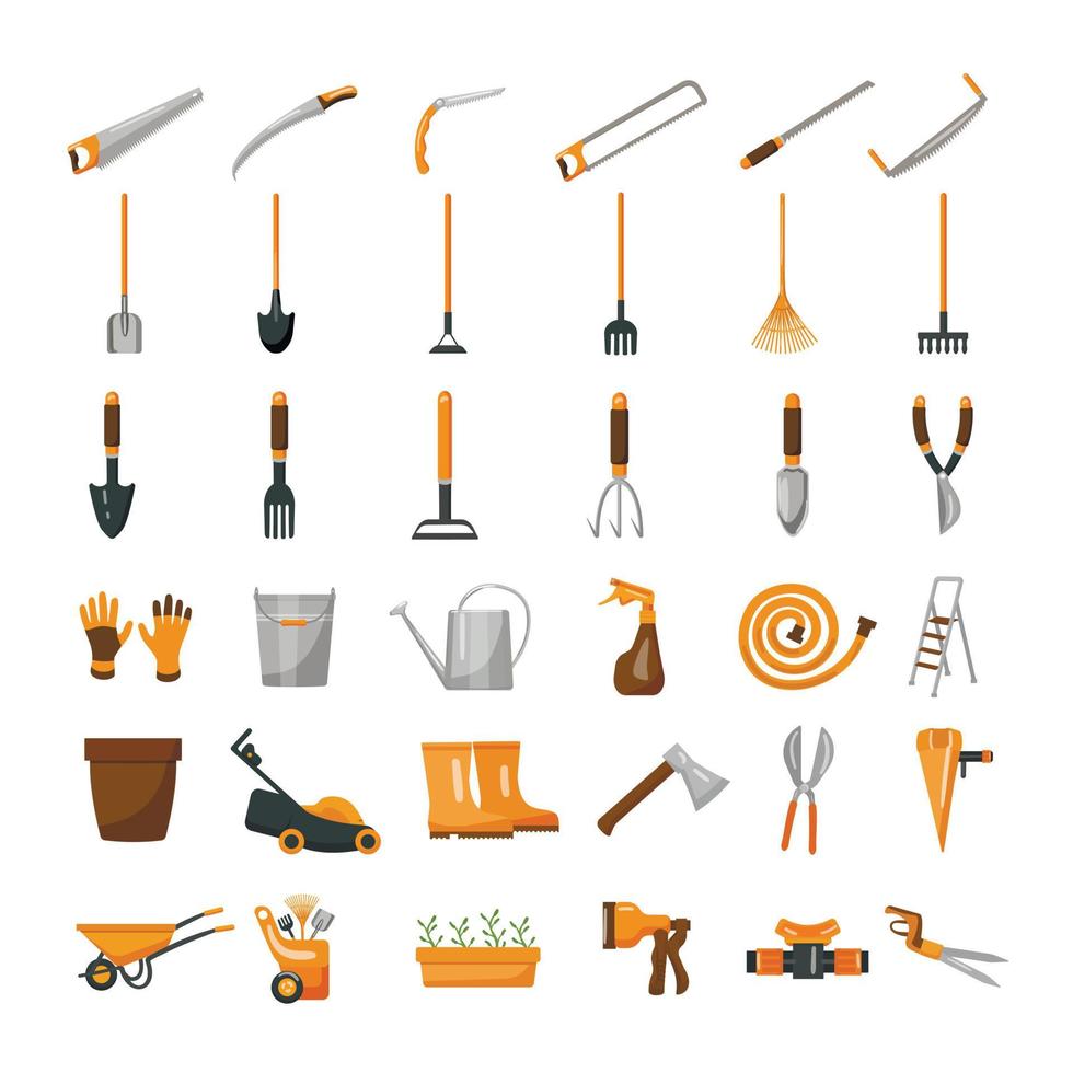 Gardening tools icons set cartoon vector. Garden inventory 12407319 Vector  Art at Vecteezy
