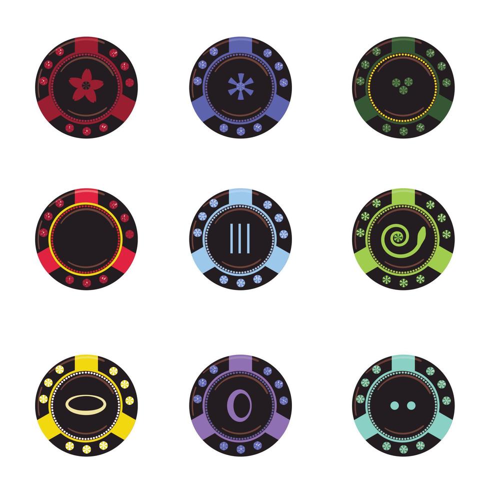 iconos de fichas de casino establecer vector de dibujos animados. ficha de póker