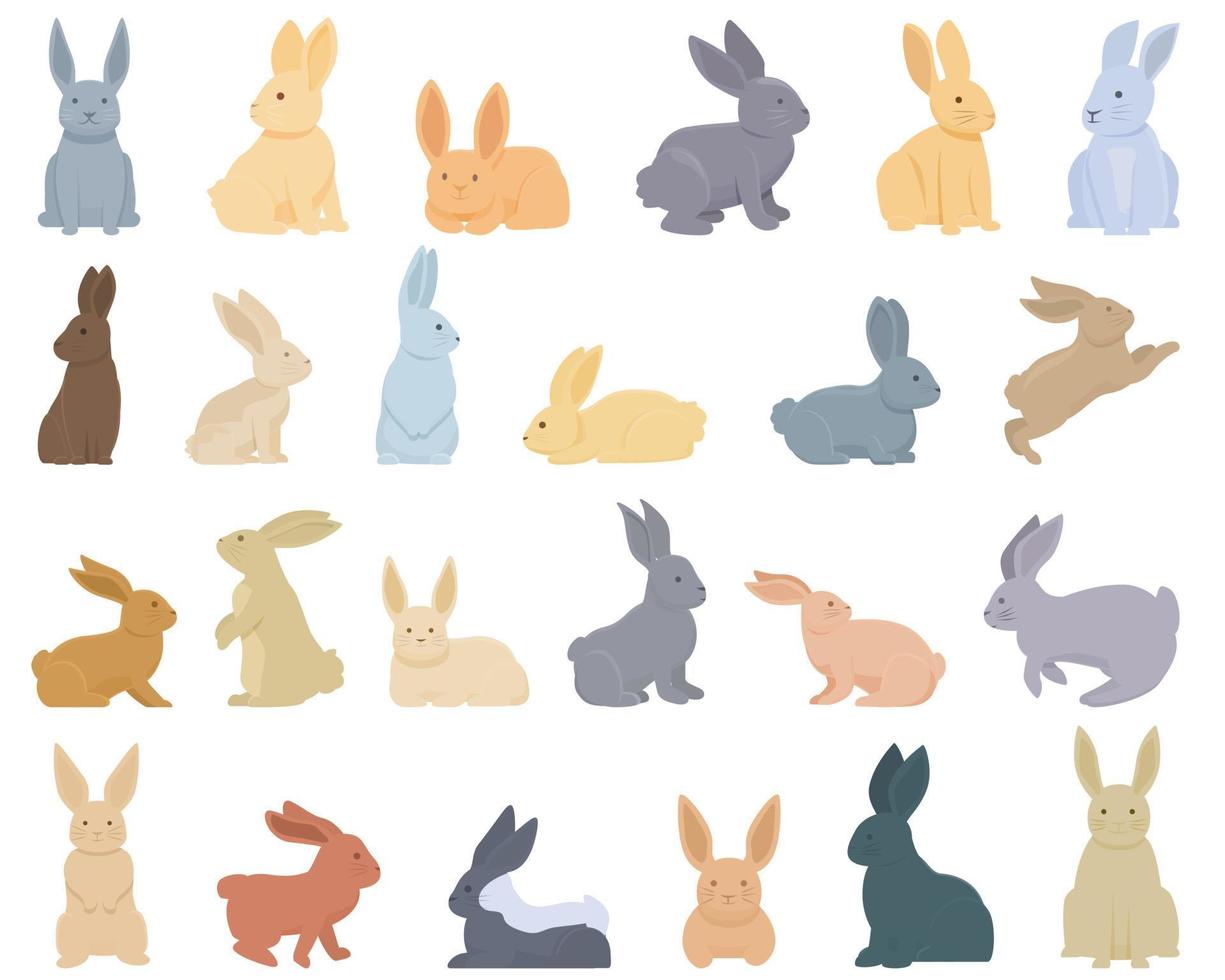 conjunto de iconos de cría de conejos vector de dibujos animados. conejito de animales