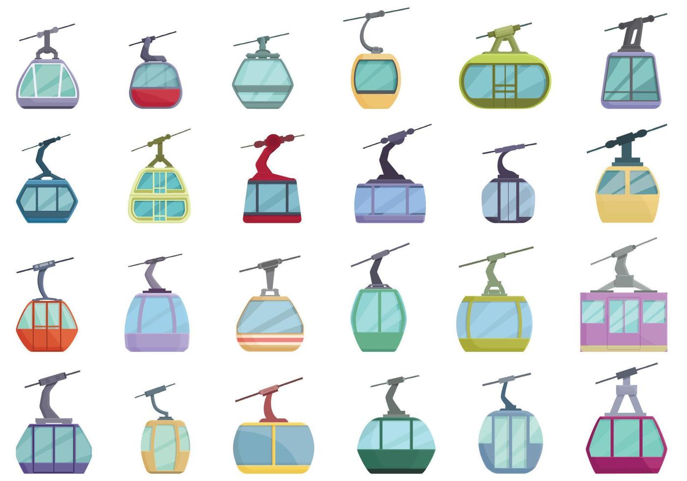 Ski lift icons set cartoon vector. Resort slope vector