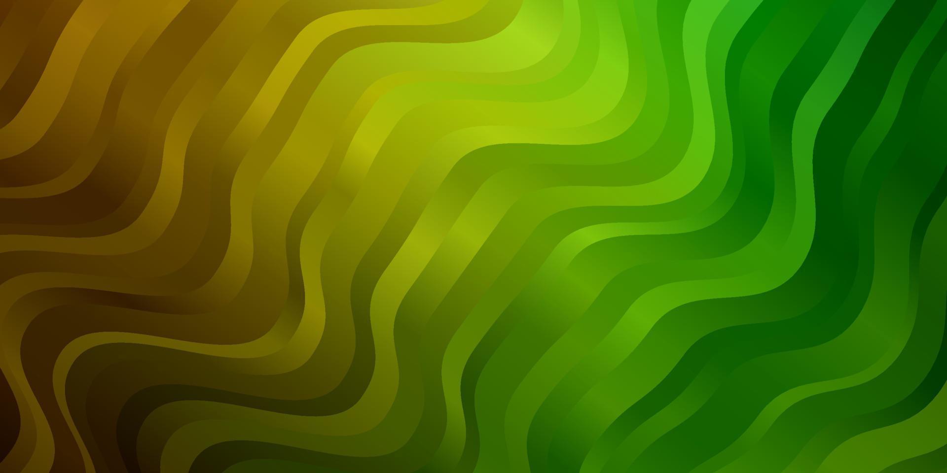 Fondo de vector verde claro, amarillo con curvas.