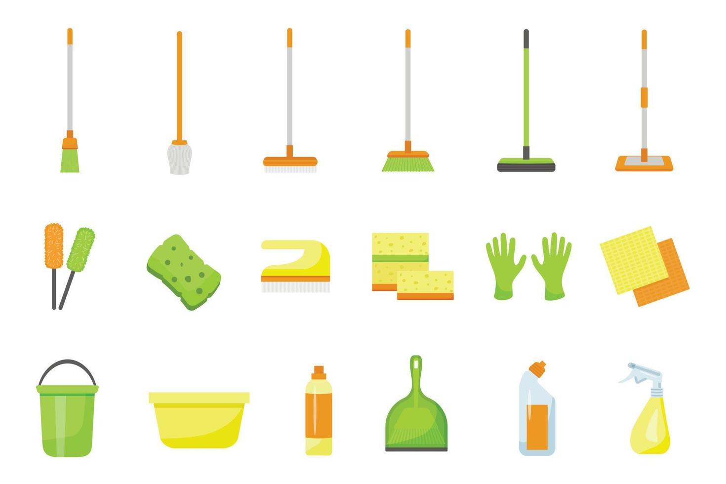 Cleaner equipment icons set cartoon vector. Clean chemicals vector