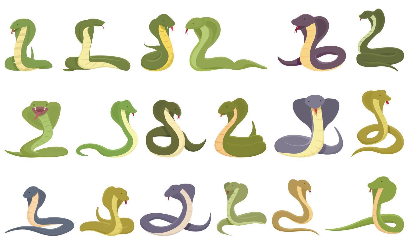 King cobra icons set cartoon vector. Snake animal vector