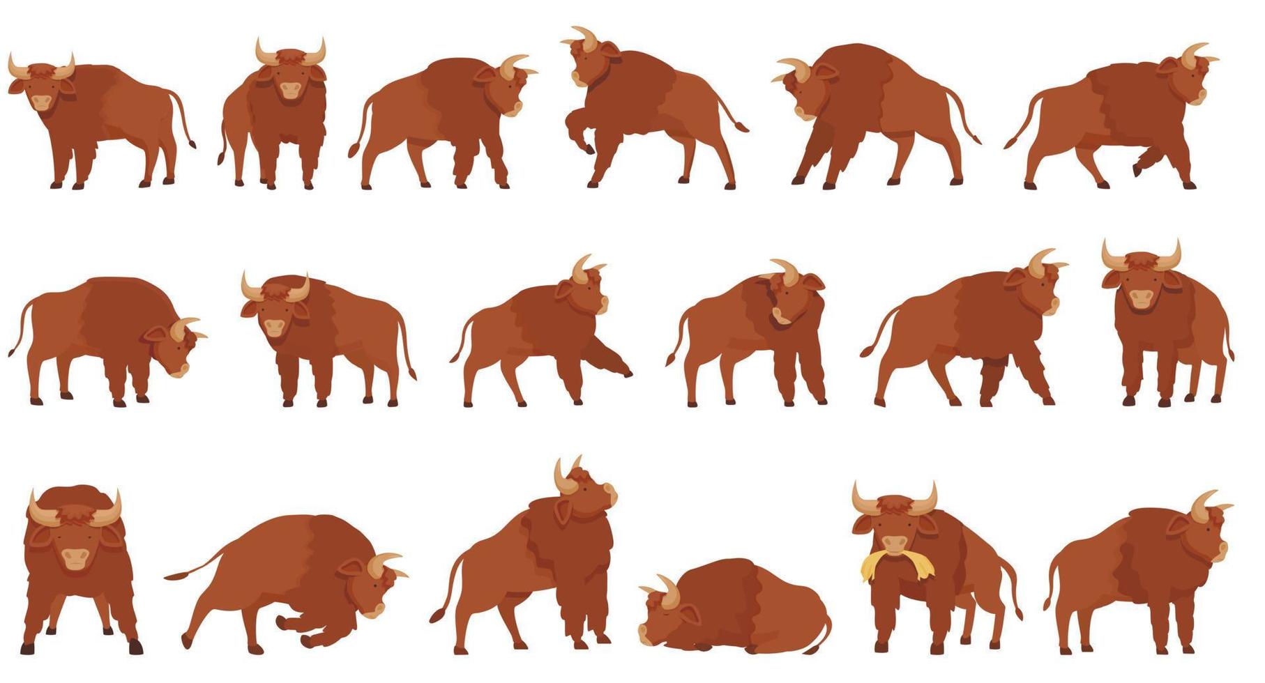 Buffalo icons set cartoon vector. Animal head vector