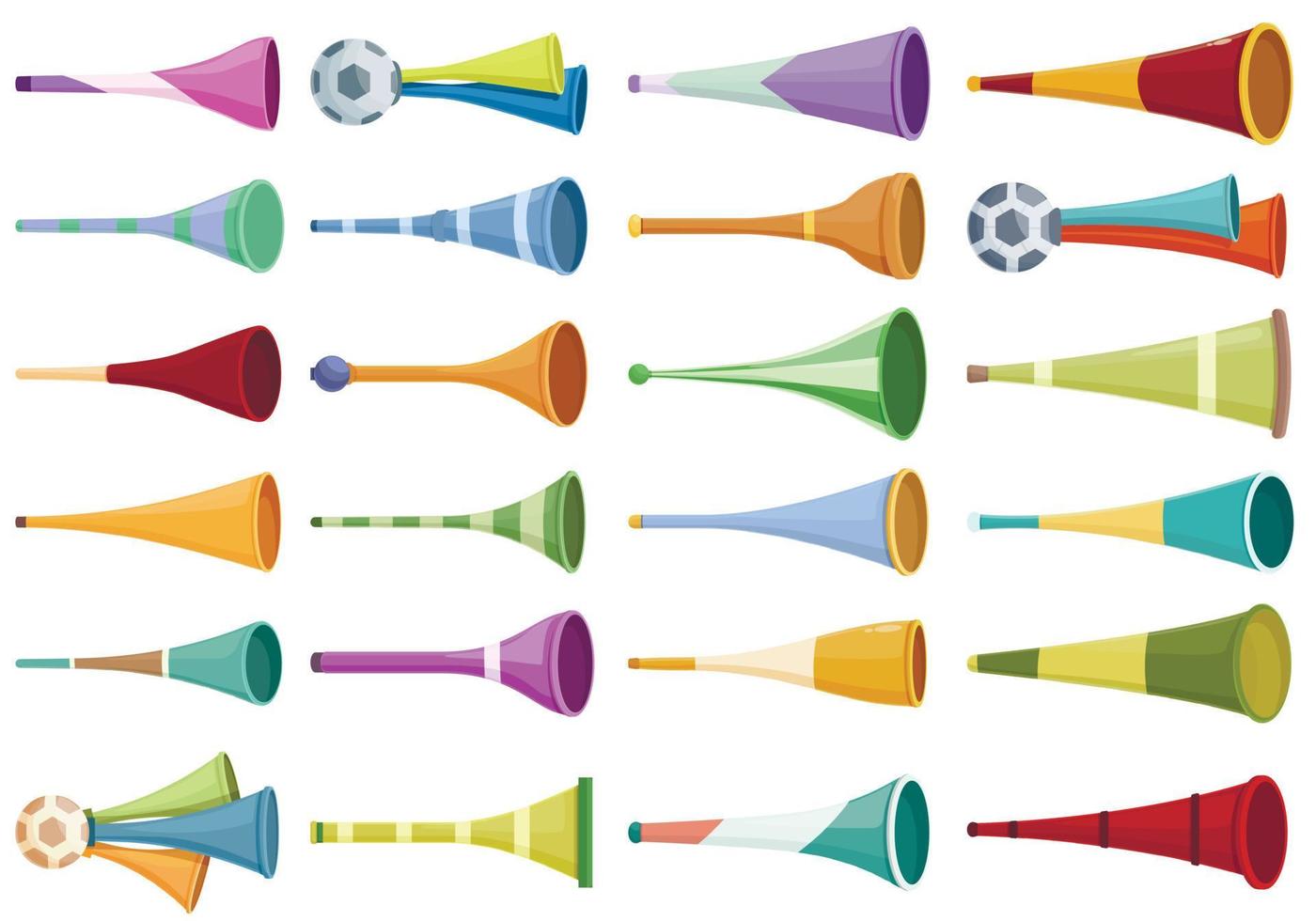 iconos de vuvuzela establecen vector de dibujos animados. Sudáfrica