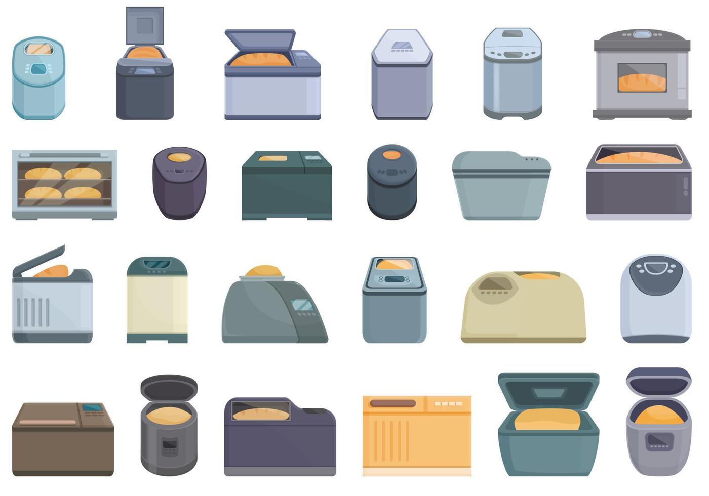 Bread maker icons set cartoon vector. Electric kitchen vector