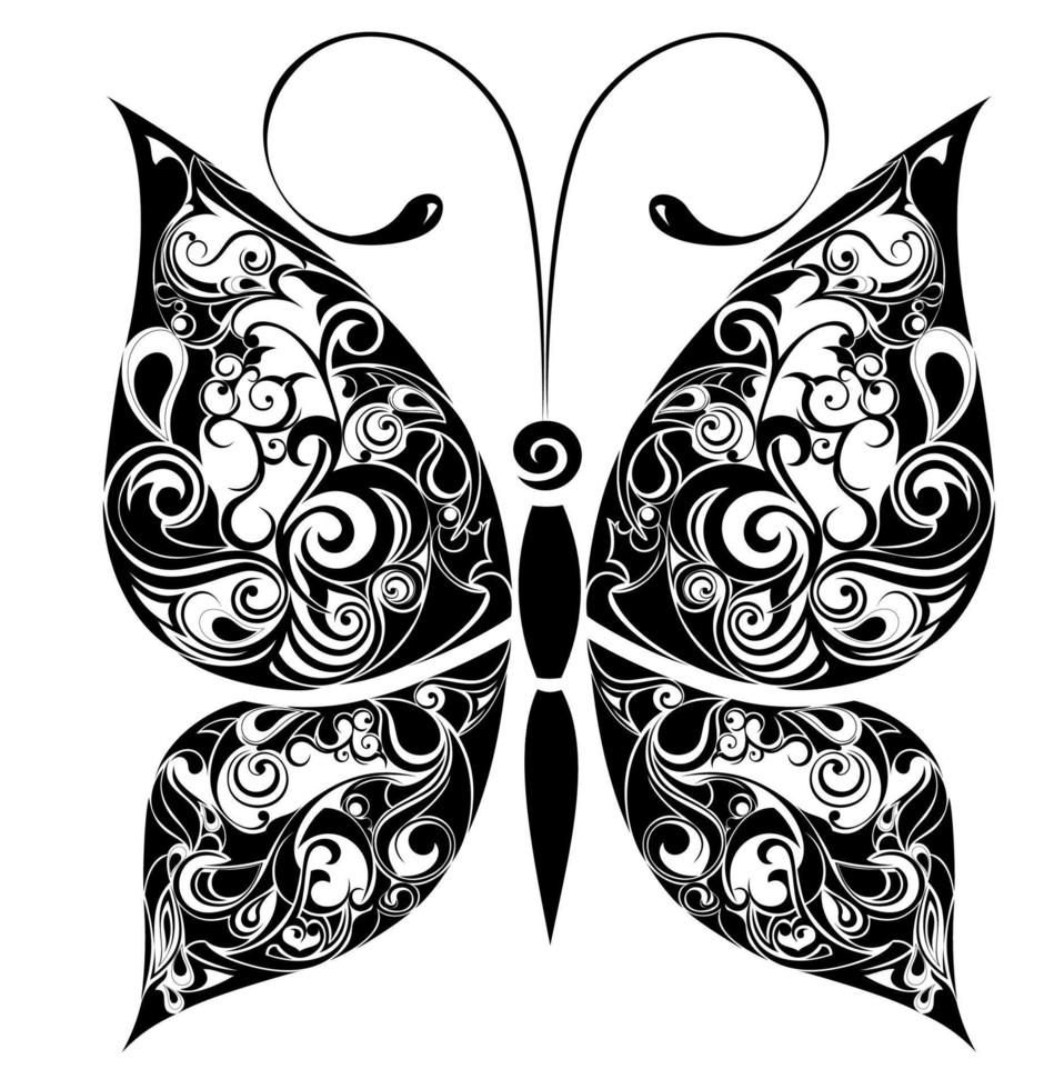 Floral design of butterfly. Vector illustration