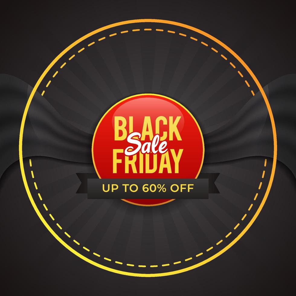 Black friday badge sale banner with flag in circle background design vector