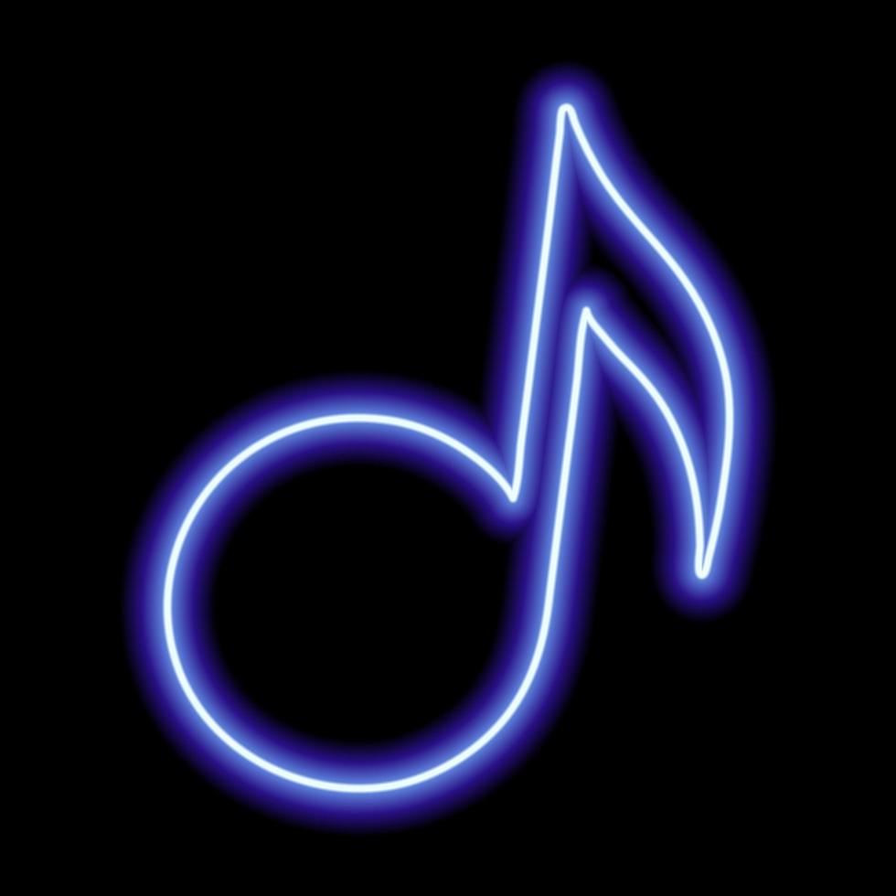 Blue neon note sign on a black background vector