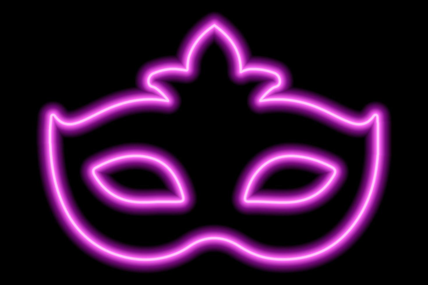 Carnival mask on the eyes. Neon pink contour on a black background vector