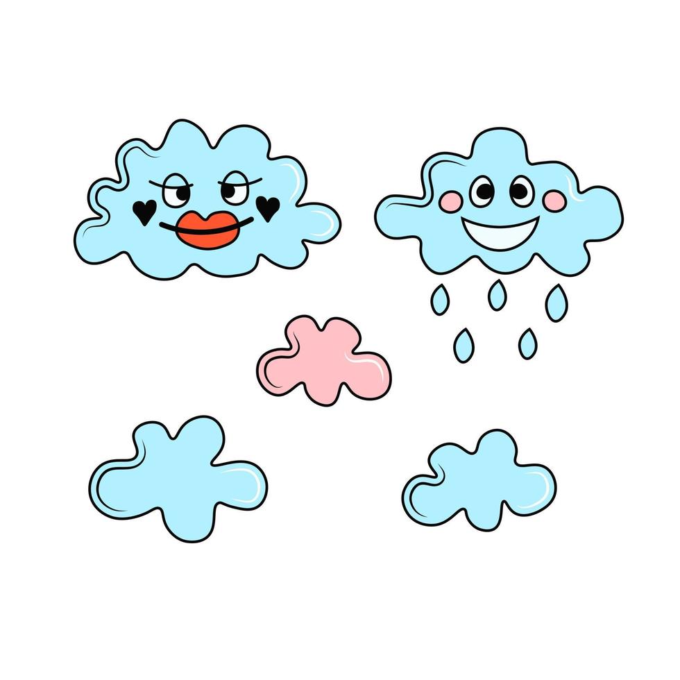 Funny clouds vector set