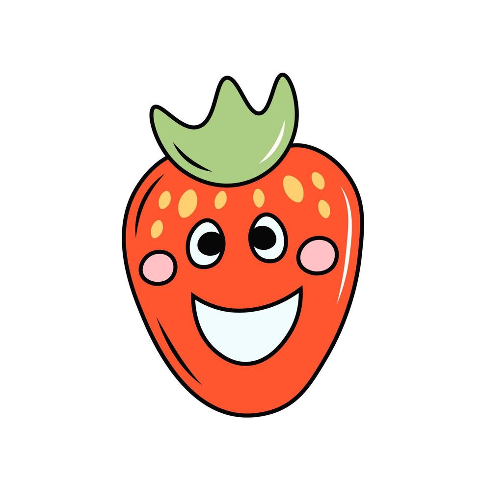 Funny retro strawberry vector illustration