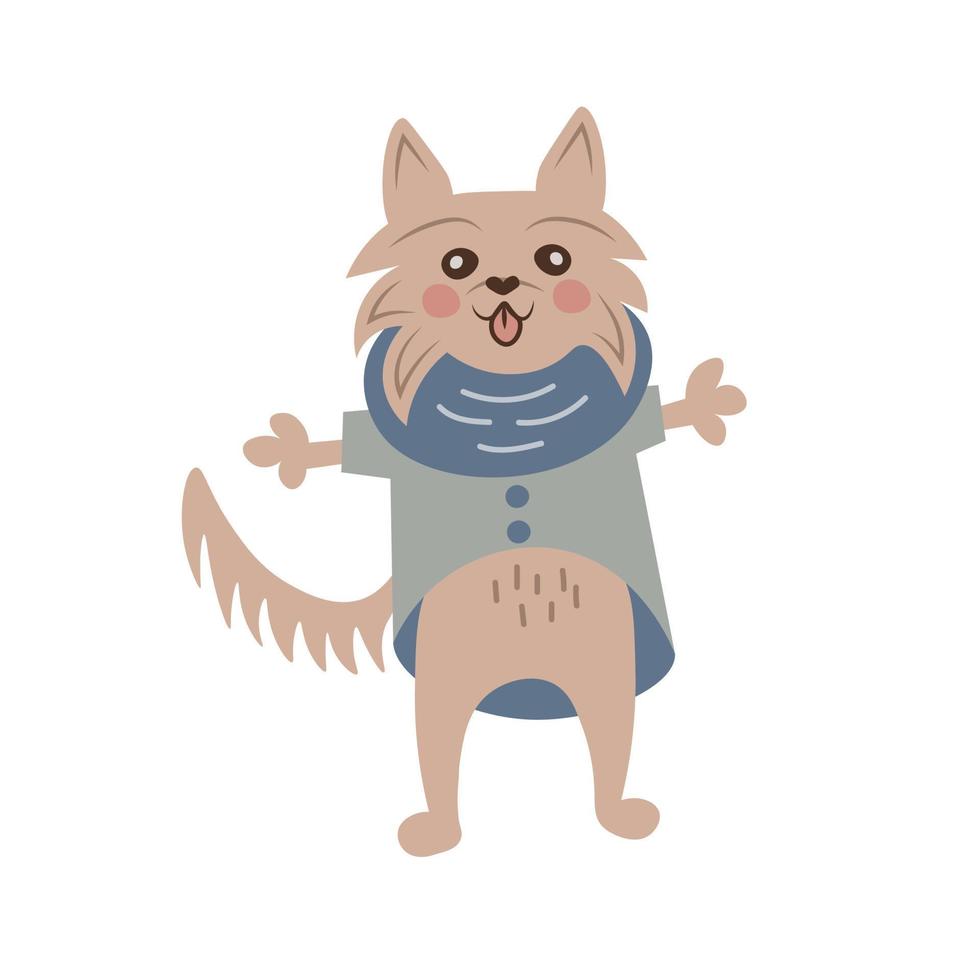 Yorkshire Terrier in warm clothes vector