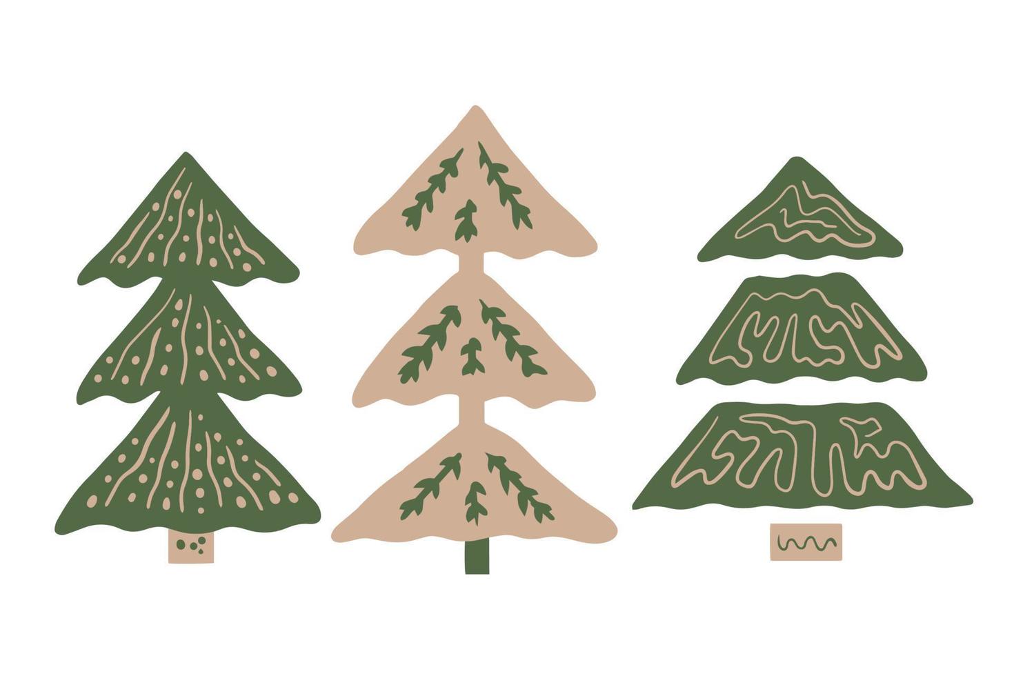 colección de árboles de navidad dibujados a mano vector