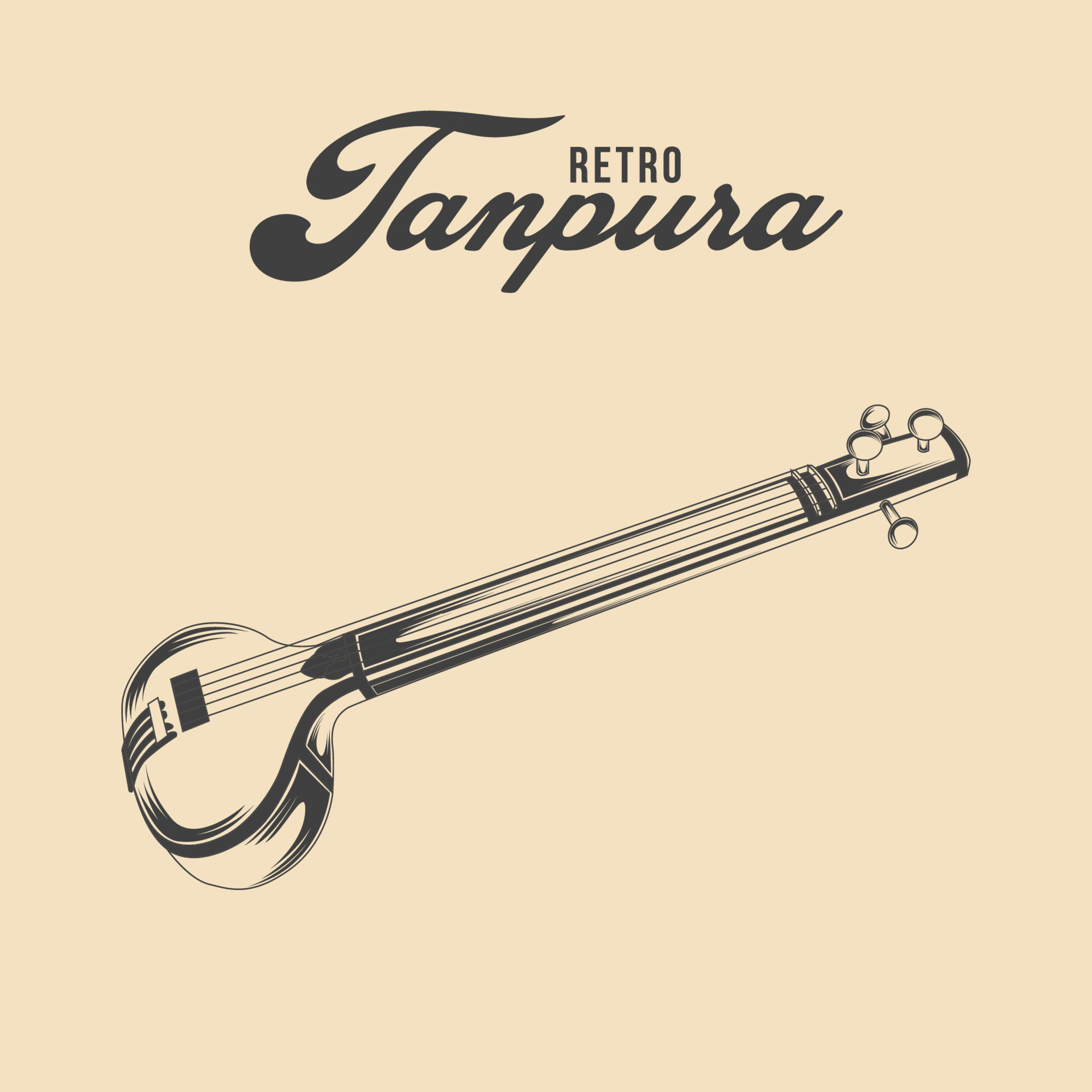 Retro Tanpura Stock Illustrations 12407767 Vector Art at Vecteezy