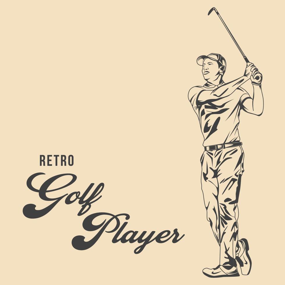 jugador de golf en vector de stock de estilo retro. ilustración de jugador de golf retro