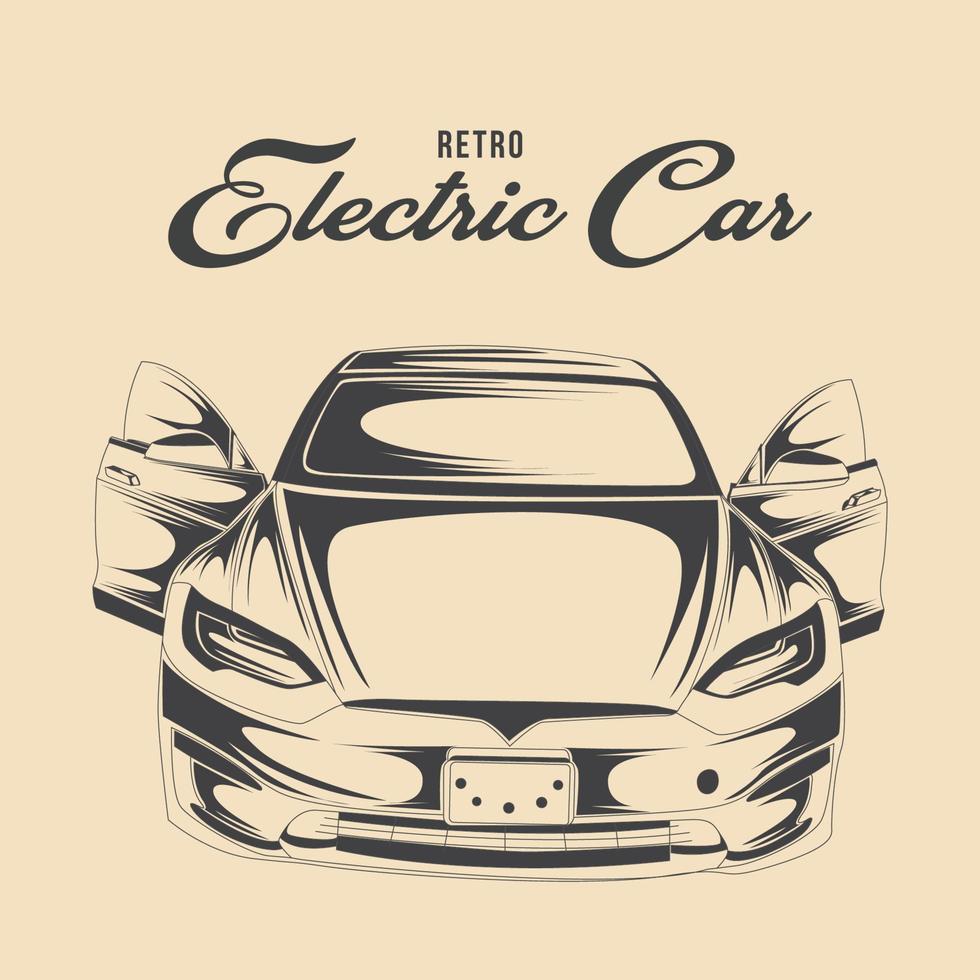 Ilustración de stock de vector de coche eléctrico retro