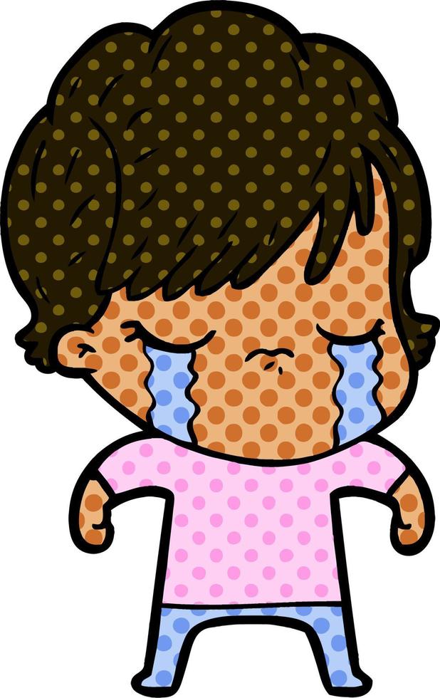 cartoon woman crying vector