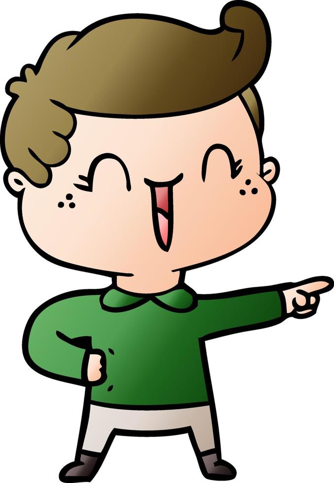 cartoon laughing boy pointing vector