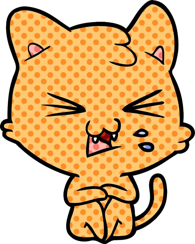 cartoon cat hissing vector