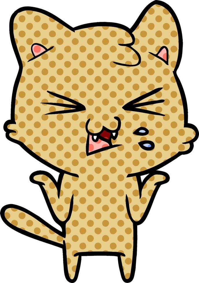cartoon cat hissing vector